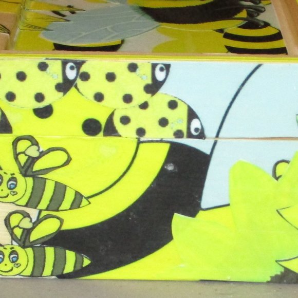 Bumble Bee Yellow Decoupage Wooden Stash Box Sunflower Catchall Hand Crafted - Picture 5 of 7